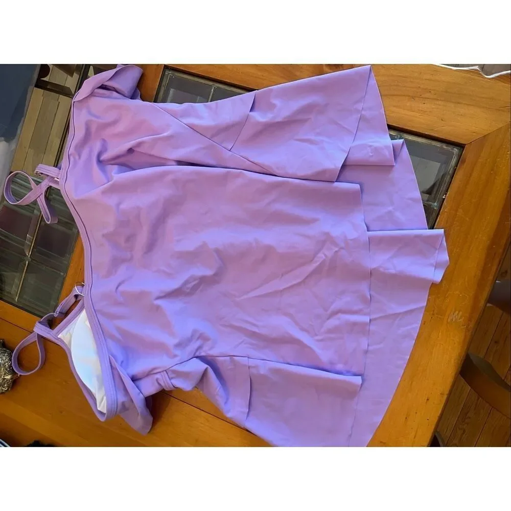 NWT B2prity Women's Tiered Ruffle Flounce Swimsuit Tankini Top Lavender Size 20W
